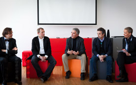 Die Architekten Erwin Kaltenegger und Hans Gangoly diskutierten mit Energiepapst Stefan Schleicher und Manfred Gaulhofer über die Zukunft des Bauens und Wohnens. 